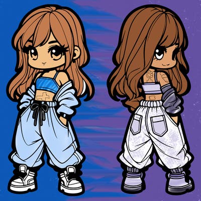 girl in crop top and baggy pants