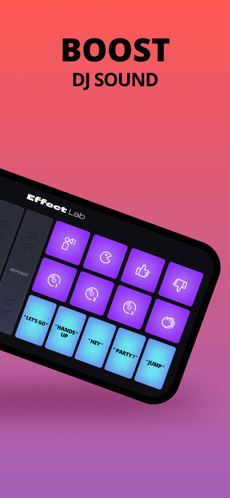 JBL PartyBox app DJ sound effects control panel with colorful touch pads for party sounds