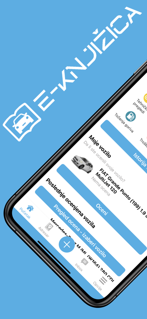E-Knjižica - E-Knjizica app screen showing digital car service booklet and maintenance records