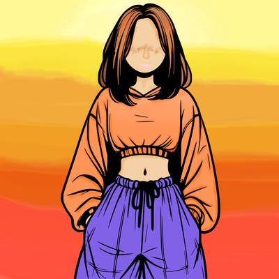 realistic girl faceless with baggy pants and a crop top