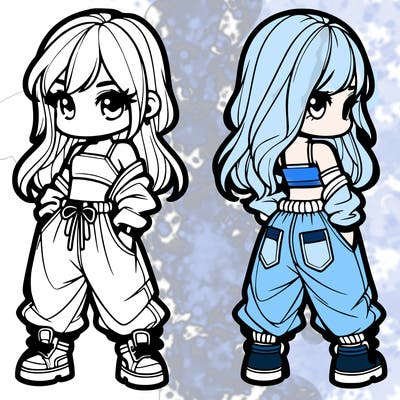 girl in crop top and baggy pants