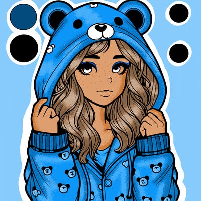 realistic girl in a animal pjs hoodie