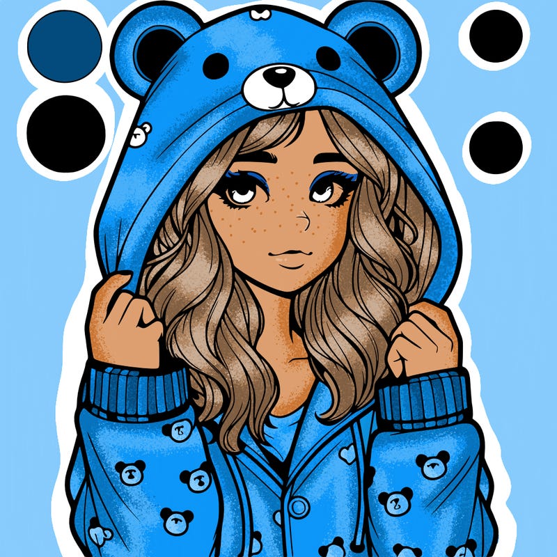 realistic girl in a animal pjs hoodie