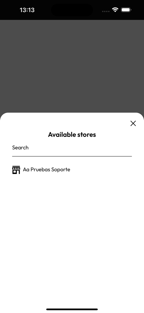 Orquest InStore - Available stores selection screen in the Orquest InStore app