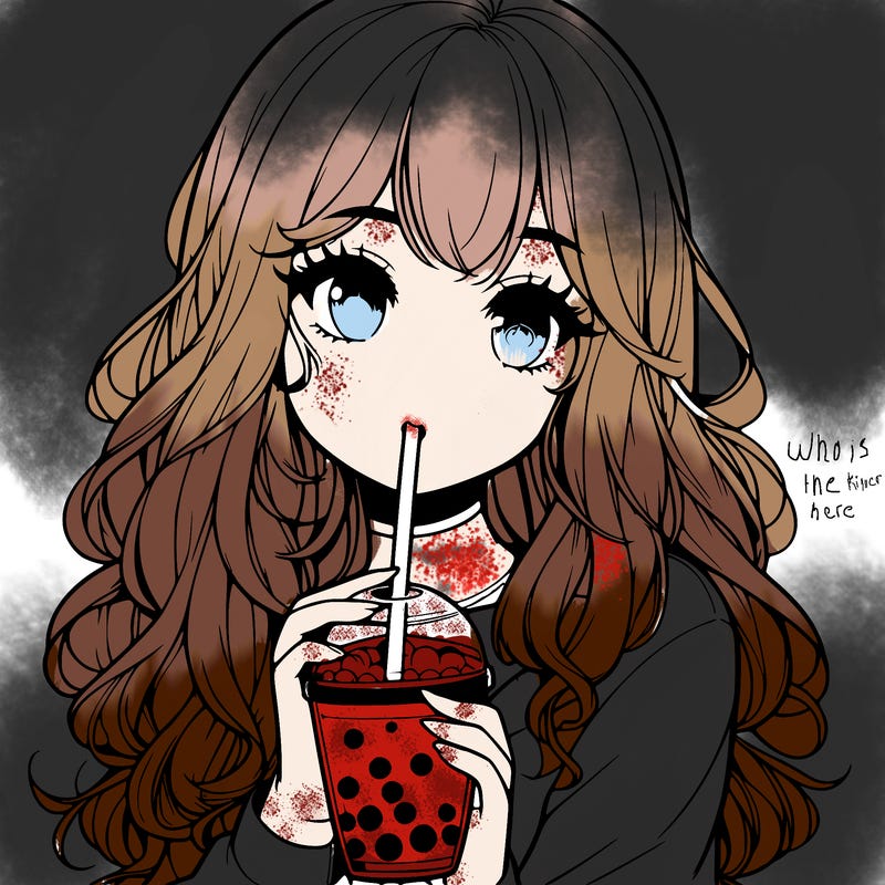 realistic girl drink a boba