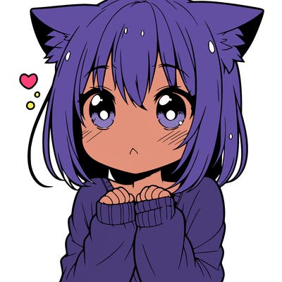 shy anime catgirl