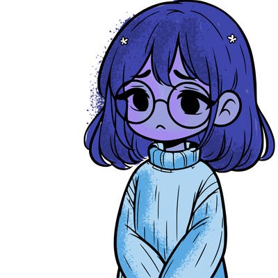 sad girl with glasses in a sweater