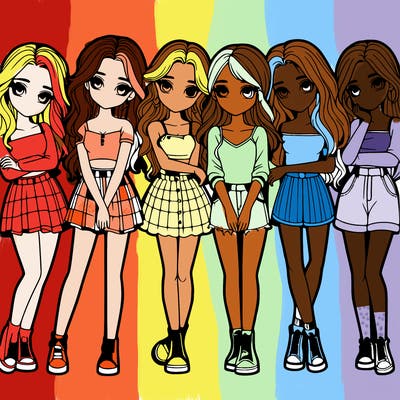 a group of girls realistic