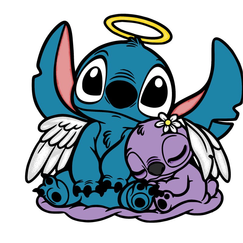 stitch and angel snuggling