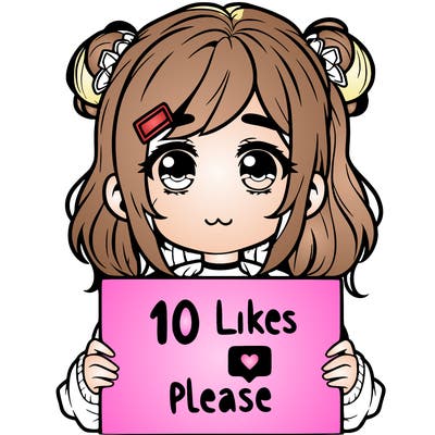 a girl with a sign saying 10 likes please