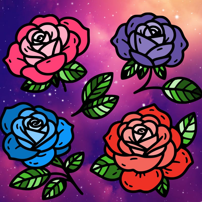 cute four pieces roses