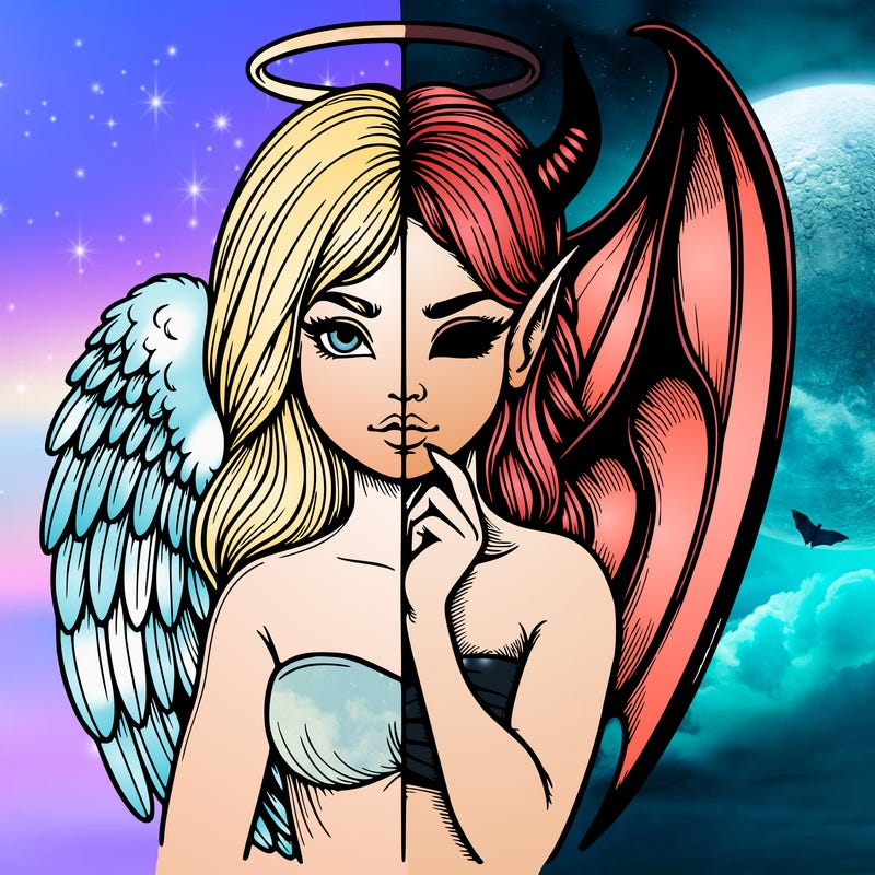 realistic angel half demon