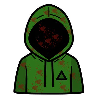 a person with non face waering a hoodie with a small triangle symbol