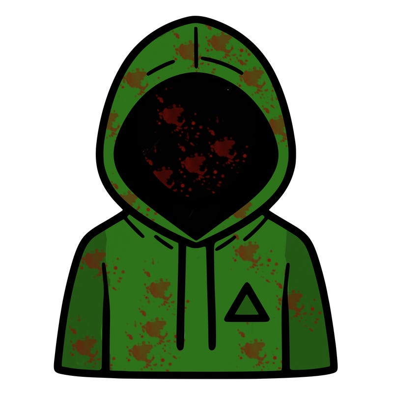 a person with non face waering a hoodie with a small triangle symbol