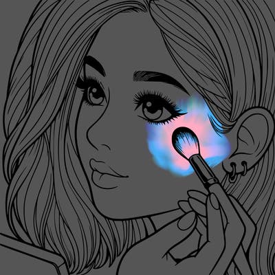 a realistic girl doing her makeup