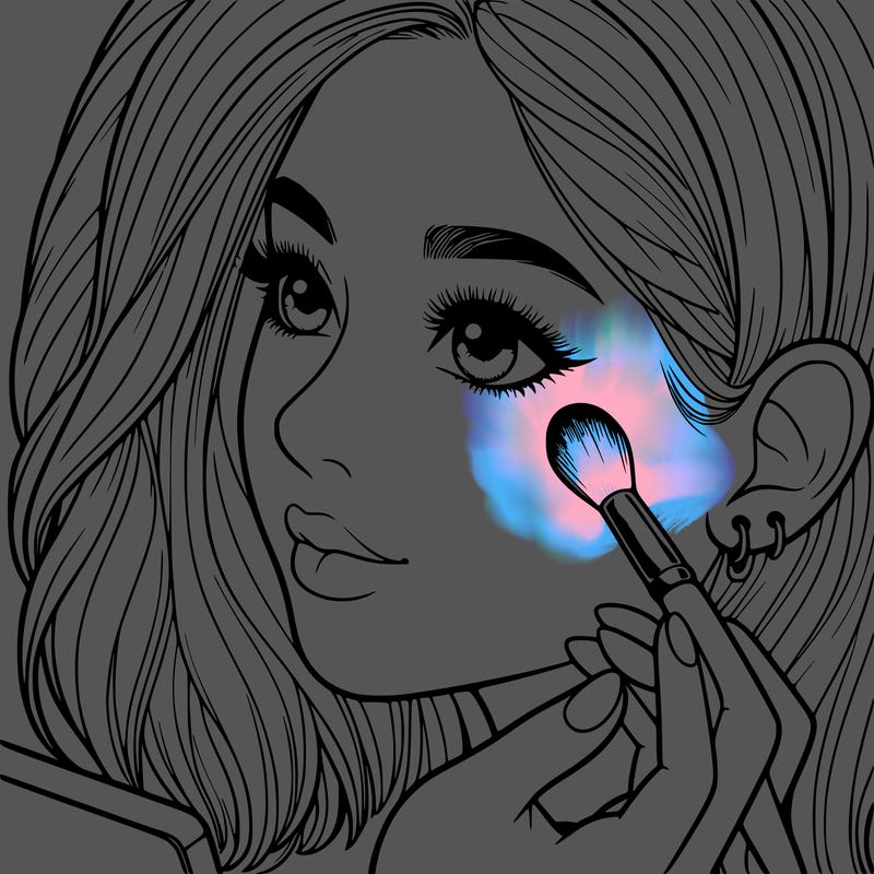 a realistic girl doing her makeup