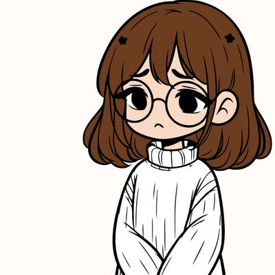 sad girl with glasses in a sweater