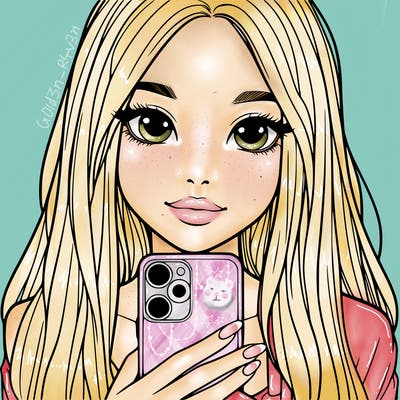 realistic girl with a phone