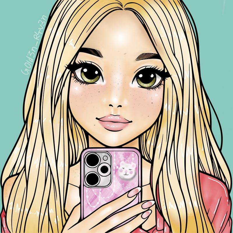 realistic girl with a phone