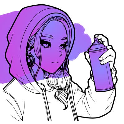 a realistic girl, spray painting