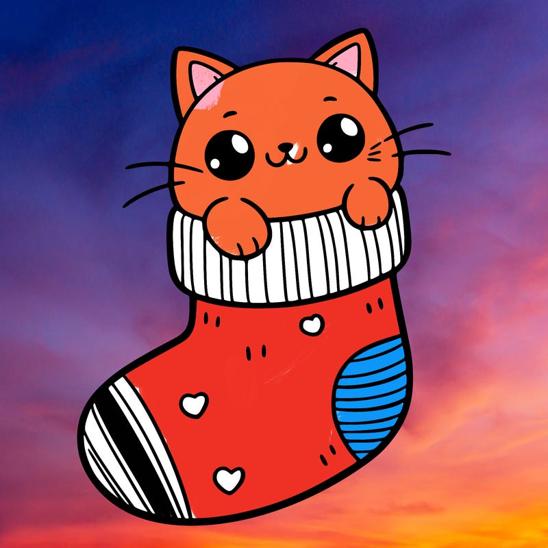 cute cat in a sock
