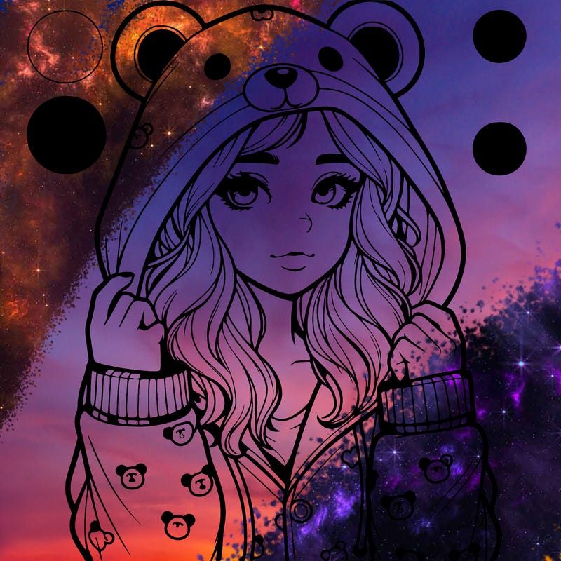 realistic girl in a animal pjs hoodie