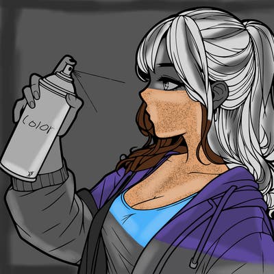 a realistic girl spray, painting