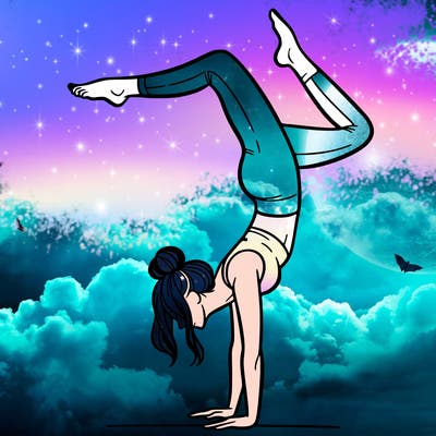 a woman doing a handstand