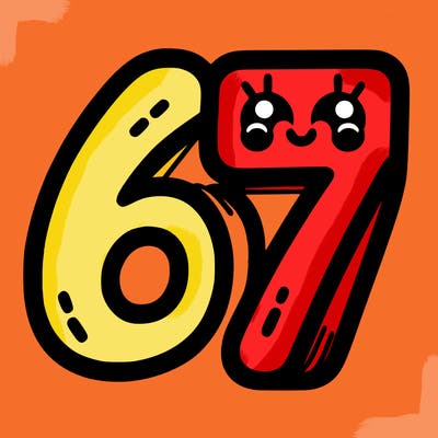 the numbers 67