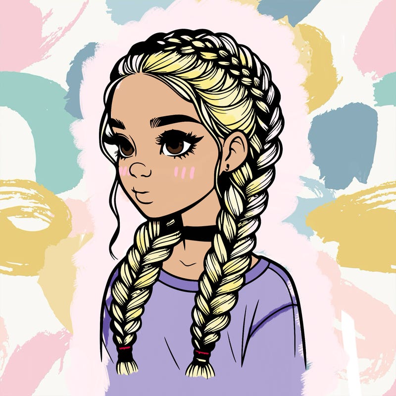 realistic girl with braids