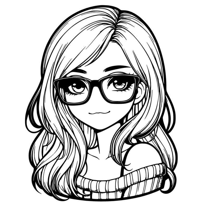 realistic girl with glasses