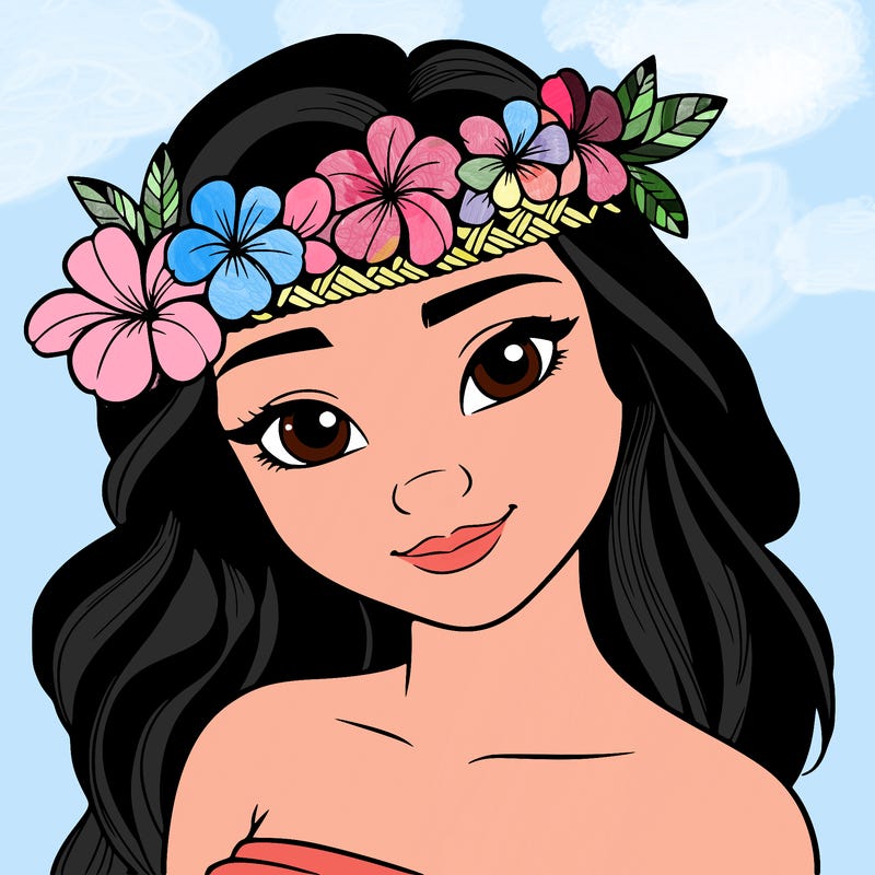 a realistic hawaiian girl with a head band of flowers on her head