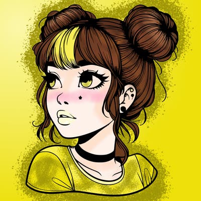 realistic girl with spacebuns