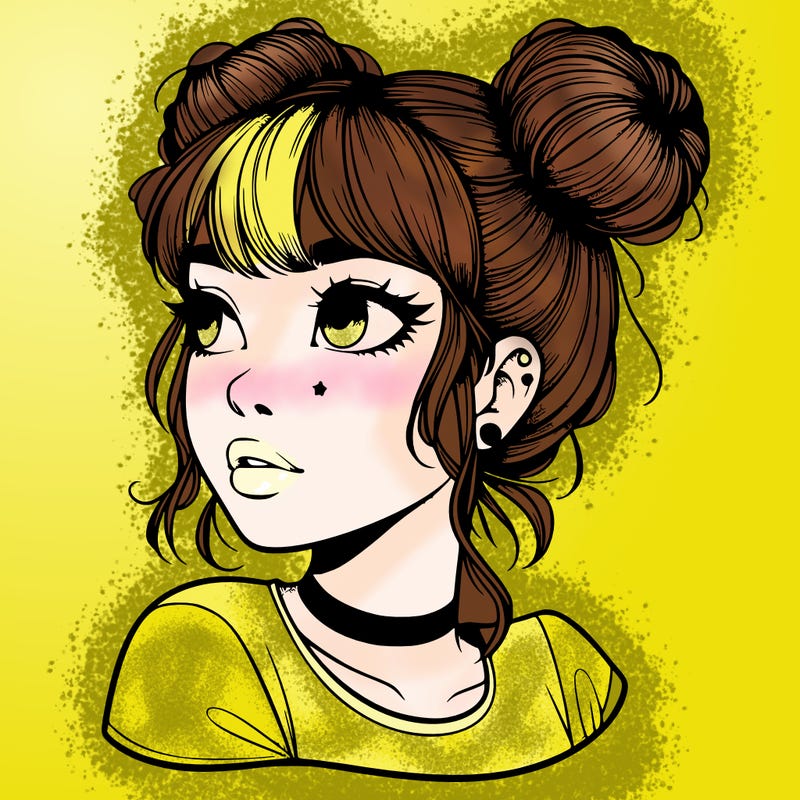 realistic girl with spacebuns