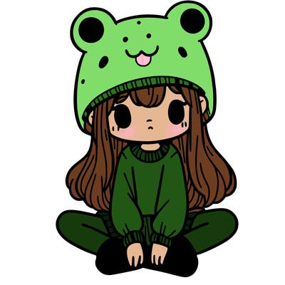 a girl wearing a frog hat and some frog socks