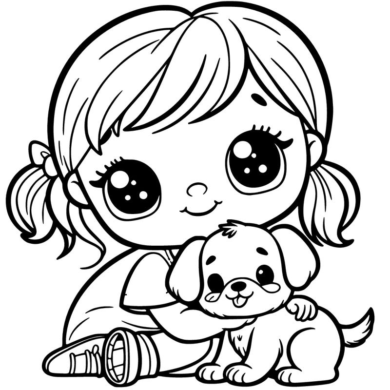 girl with a puppy