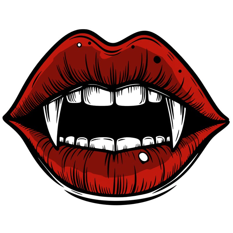lips with vampire teeth