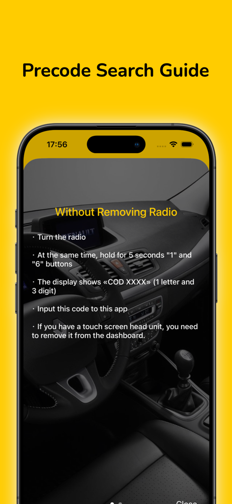 Radio Code for Renault Stereo - Step by step guide for finding a Renault stereo precode without removing the radio unit