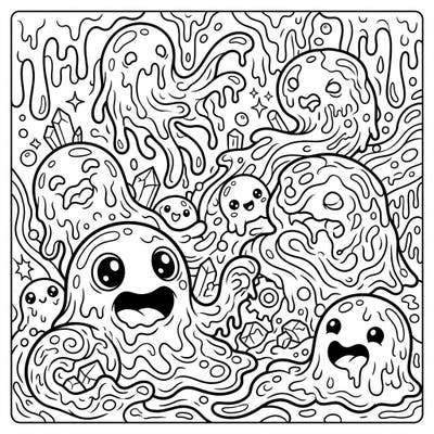 Get ready for a super gooey and absolutely adorable coloring experience with these charming slime monsters. Each creature is packed with personality and surrounded by intricate patterns, offering hours of creative fun for all ages.