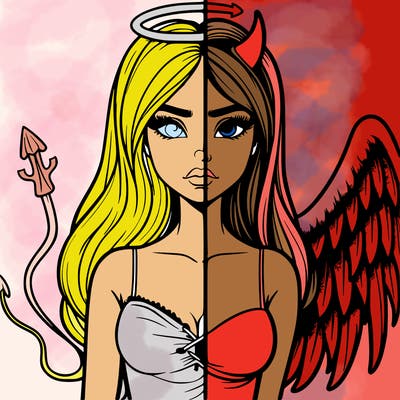 devil vs angel realistic girl