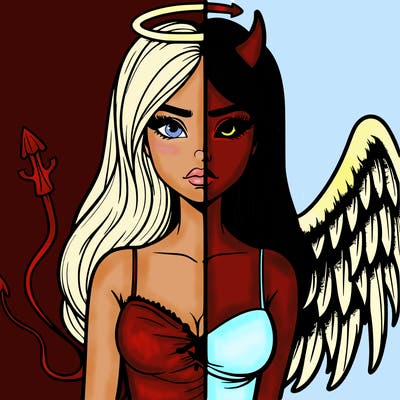 devil vs angel realistic girl