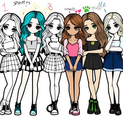 a group of girls realistic