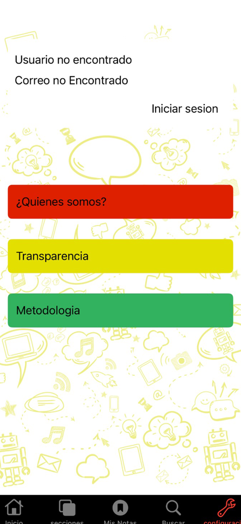 Bolivia Verifica - Pantalla de menú de la aplicación Bolivia Verifica con secciones de transparencia y metodología