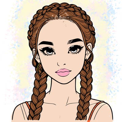 realistic girl with braids