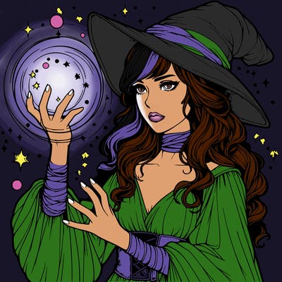 realistic women sorcerer using magic