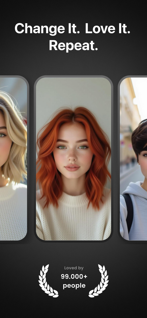 Virtual hair makeover showing different hair colors and styles for women