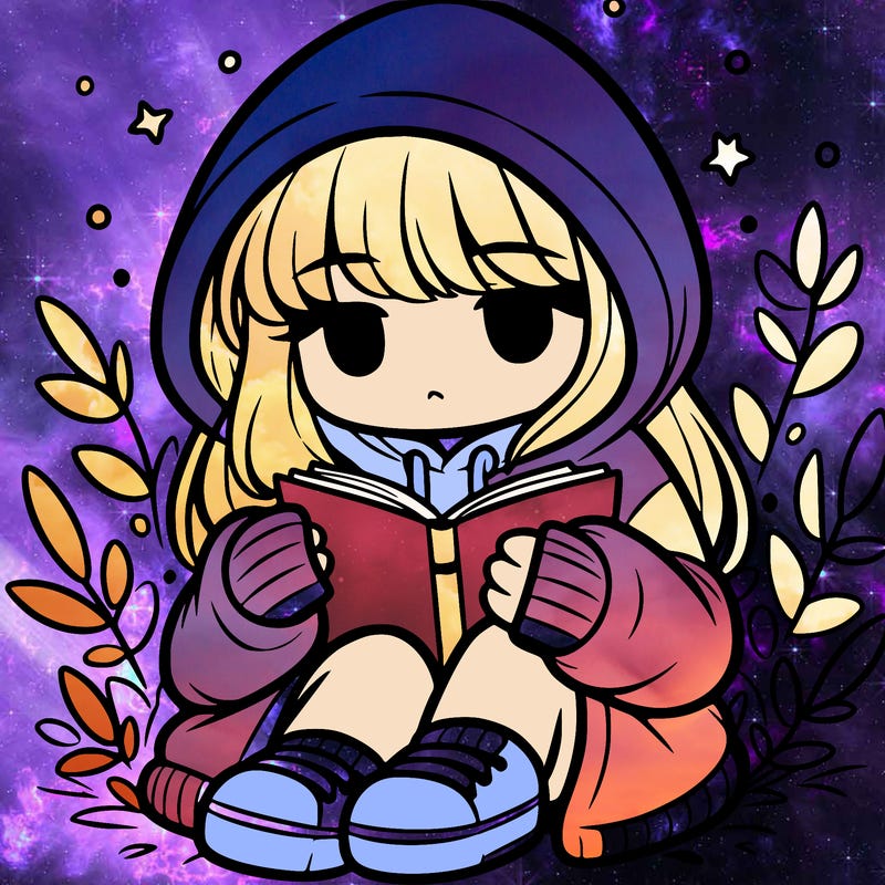 girl in oversized hoodie reading a book