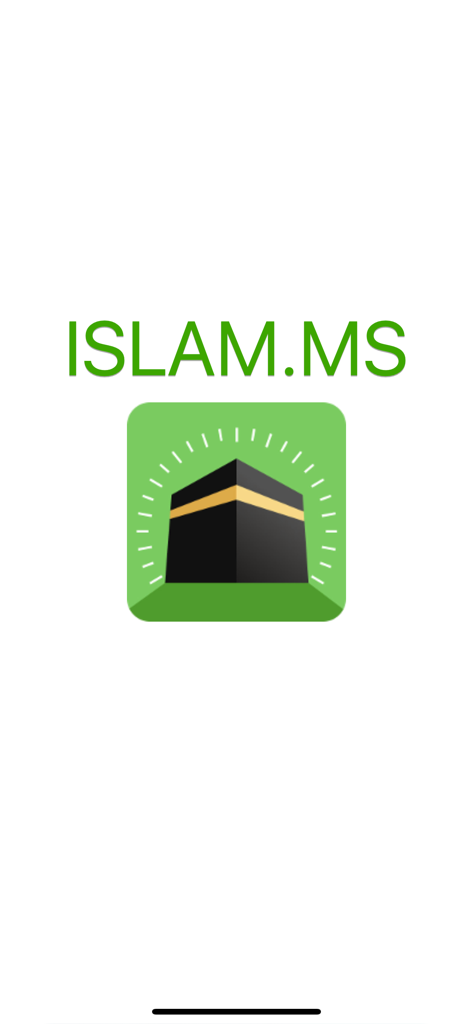 Islam.ms Prayer Times & Qibla - Islam.ms prayer times and qibla app splash screen with Kaaba icon