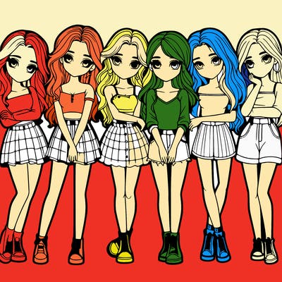 a group of girls realistic