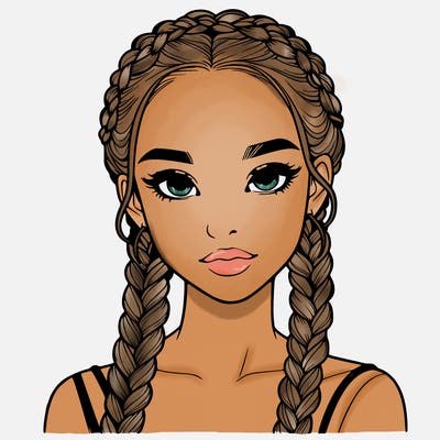 realistic girl with braids